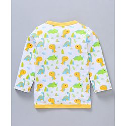 Babyhug 100%Cotton Full Sleeves Vests Dino Print Pack of 3 - Sky Blue White Yellow