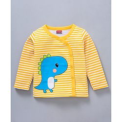 Babyhug 100%Cotton Full Sleeves Vests Dino Print Pack of 3 - Sky Blue White Yellow