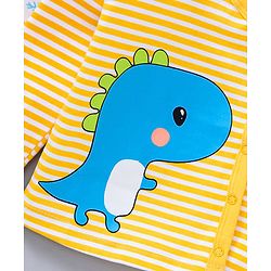Babyhug 100%Cotton Full Sleeves Vests Dino Print Pack of 3 - Sky Blue White Yellow
