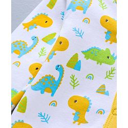 Babyhug 100%Cotton Full Sleeves Vests Dino Print Pack of 3 - Sky Blue White Yellow