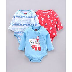 Babyhug 100% Cotton Full Sleeves Onesies Pack of 3 - Multicolor