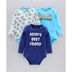 Babyhug 100% Cotton Full Sleeves Onesies Pack of 3 - Multicolor