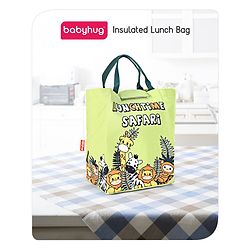 Babyhug Insulated Lunch Bag With Safari Print - Green (Slight Print May Vary)