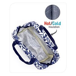 Babyhug Portable and Reusable Insulated Lunch Bag with Floral Print|For School,Travel and Outdoors|Premium & Easy to Carry| - Blue