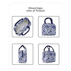 Babyhug Portable and Reusable Insulated Lunch Bag with Floral Print|For School,Travel and Outdoors|Premium & Easy to Carry| - Blue