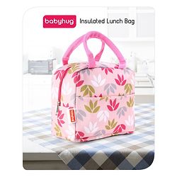 Babyhug Portable and Reusable Insulated Lunch Bag with Floral Print|For School,Travel and Outdoors|Premium & Easy to Carry| - Blue
