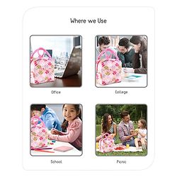 Babyhug Portable and Reusable Insulated Lunch Bag with Floral Print|For School,Travel and Outdoors|Premium & Easy to Carry| - Blue