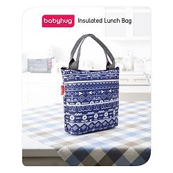 Babyhug Portable and Reusable Insulated Lunch Bag With Strips Print|For School,Travel and Outdoors|Premium & Easy to Carry| (Color & Print May Vary)