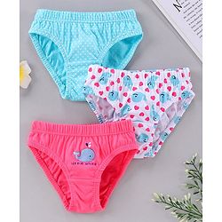 Babyhug 100% Cotton Panties Pack of 3 - Blue Pink