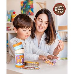 Babyhug Pet and Wild Animals 18 Double Side Stick Wooden Puzzle Set| Montessori Pre-School Educational and Learning Toy For 3-6 Years Kids| 6 Different Design Fun & Interesting Way To Learn Things Stick Puzzle| BIS Certified