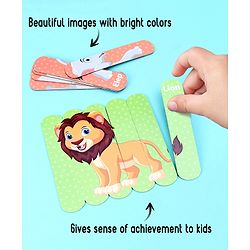 Babyhug Pet and Wild Animals 18 Double Side Stick Wooden Puzzle Set| Montessori Pre-School Educational and Learning Toy For 3-6 Years Kids| 6 Different Design Fun & Interesting Way To Learn Things Stick Puzzle| BIS Certified