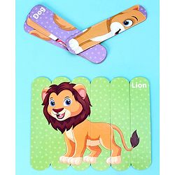 Babyhug Pet and Wild Animals 18 Double Side Stick Wooden Puzzle Set| Montessori Pre-School Educational and Learning Toy For 3-6 Years Kids| 6 Different Design Fun & Interesting Way To Learn Things Stick Puzzle| BIS Certified