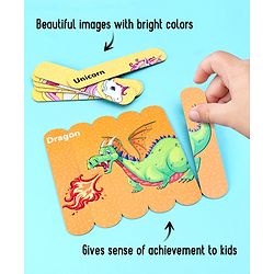 Babyhug Magical Creatures 18 Double Side Stick Wooden Puzzle Set| Montessori Pre-School Educational and Learning Toy For 3-6 Years Kids| 6 Different Design Fun & Interesting Way To Learn Things Stick Puzzle| BIS Certified