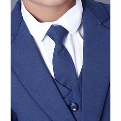 Babyhug Full Sleeves 4 Piece Party Suit with Tie Solid - Navy