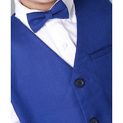 Babyhug Full Sleeves Party Suit with Bow Solid - White Blue