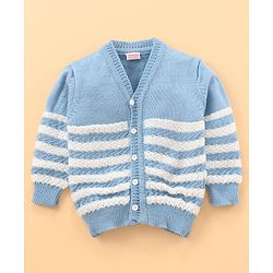 Babyhug Full Sleeves Sweater Set with Cap and Booties - Blue