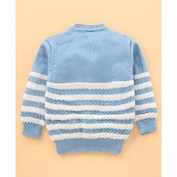 Babyhug Full Sleeves Sweater Set with Cap and Booties - Blue
