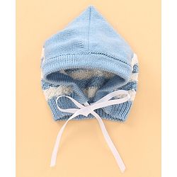 Babyhug Full Sleeves Sweater Set with Cap and Booties - Blue