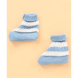 Babyhug Full Sleeves Sweater Set with Cap and Booties - Blue