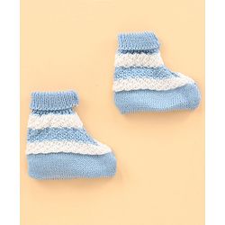 Babyhug Full Sleeves Sweater Set with Cap and Booties - Blue