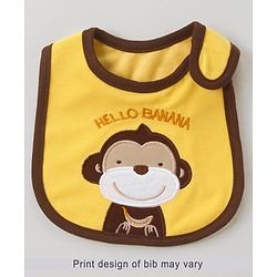 Babyhug Bib Monkey Embroidery - Yellow