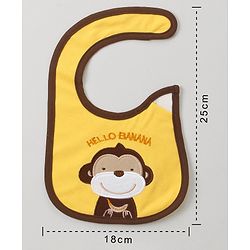 Babyhug Bib Monkey Embroidery - Yellow