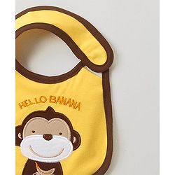 Babyhug Bib Monkey Embroidery - Yellow
