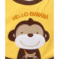 Babyhug Bib Monkey Embroidery - Yellow