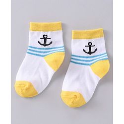 Cute Walk by Babyhug Anti Bacterial Ankle Length Socks Star Design Pack of 3 - Yellow