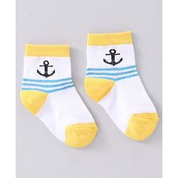Cute Walk by Babyhug Anti Bacterial Ankle Length Socks Star Design Pack of 3 - Yellow