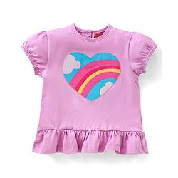Babyhug Half Sleeves Sequinned Top - Pink