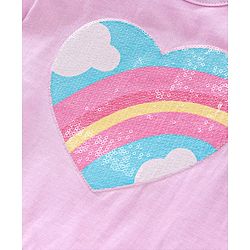 Babyhug Half Sleeves Sequinned Top - Pink