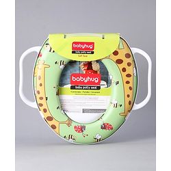 Babyhug Baby Potty Seat With Handle Giraffe Print - Green