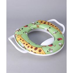 Babyhug Baby Potty Seat With Handle Giraffe Print - Green