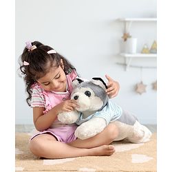Babyhug Sleeping Husky Dog Soft Toy Multicolor - Length 55 cm