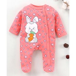Babyhug Full Sleeves Sleepsuit Bunny Print - Pink