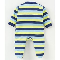 Babyhug Full Sleeves Sleep Suit Striped - Blue