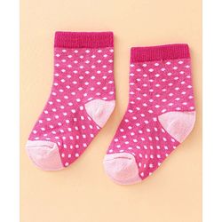 Cute Walk by Babyhug Ankle Length Antibacterial Socks Polka Dot Design Pack of 3 - Pink Purple Grey