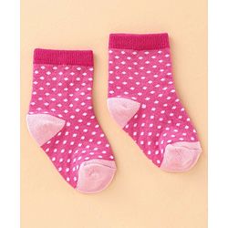Cute Walk by Babyhug Ankle Length Antibacterial Socks Polka Dot Design Pack of 3 - Pink Purple Grey