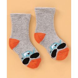 Cute Walk by Babyhug Anti Bacterial Ankle Length Terry Socks Pack of 3 - White Grey