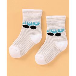 Cute Walk by Babyhug Anti Bacterial Ankle Length Terry Socks Pack of 3 - White Grey