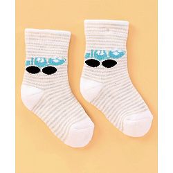 Cute Walk by Babyhug Anti Bacterial Ankle Length Terry Socks Pack of 3 - White Grey