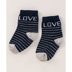 Cute Walk by Babyhug Anti Bacterial Ankle Length Terry Socks Pack of 3 - Light & Navy Blue Grey