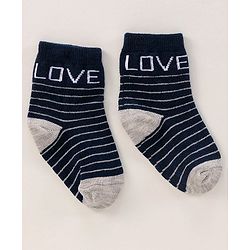 Cute Walk by Babyhug Anti Bacterial Ankle Length Terry Socks Pack of 3 - Light & Navy Blue Grey