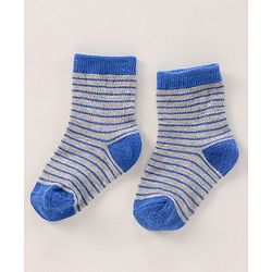 Cute Walk by Babyhug Anti Bacterial Ankle Length Terry Socks Pack of 3 - Light & Navy Blue Grey