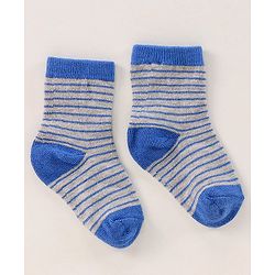 Cute Walk by Babyhug Anti Bacterial Ankle Length Terry Socks Pack of 3 - Light & Navy Blue Grey