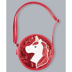 Babyhug Unicorn Shimmered Sling Bag - Red