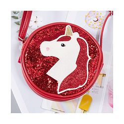 Babyhug Unicorn Shimmered Sling Bag - Red