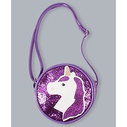 Babyhug Unicorn Shimmered Sling Bag - Purple