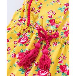 Babyhug Half Sleeves Jumpsuit with Inner Tee Floral Print - Yellow